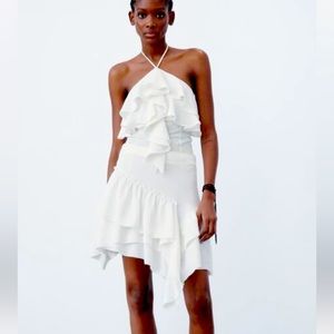 Zara ruffled white mini skirt